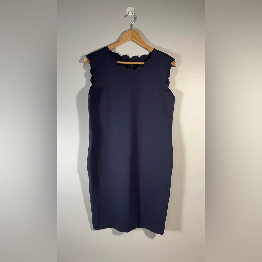 Brooks Brothers Elegant Navy Blue Sleeveless Dress Scalloped Size 0